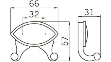 Haken Rößrath Druckguss altsilberfarbig - 56 mm lang  vor weißem Hintergrund