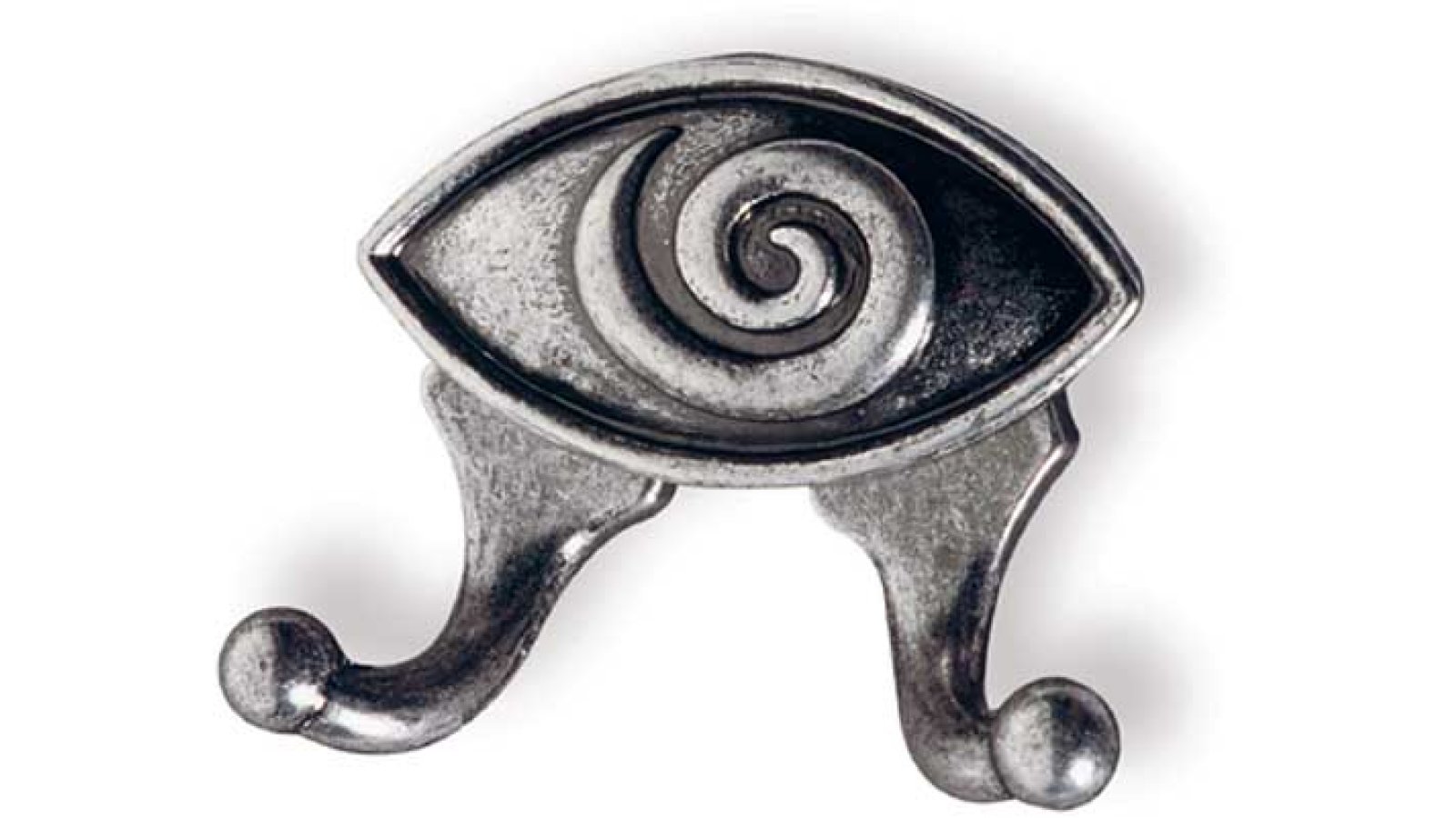 Haken Rößrath Druckguss altsilberfarbig - 56 mm lang  vor weißem Hintergrund