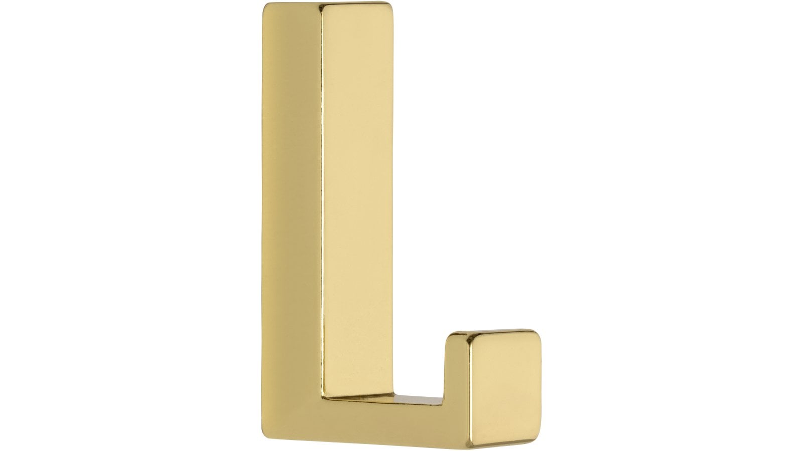 Haken Salzhemmendorf Druckguss glänzend vermessingt - 61 mm lang  vor weißem Hintergrund