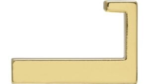 Haken Salzhemmendorf Druckguss glänzend vermessingt - 61 mm lang  vor weißem Hintergrund