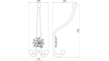Haken Schmallenberg Druckguss altsilberfarbig - 187 mm lang  vor weißem Hintergrund