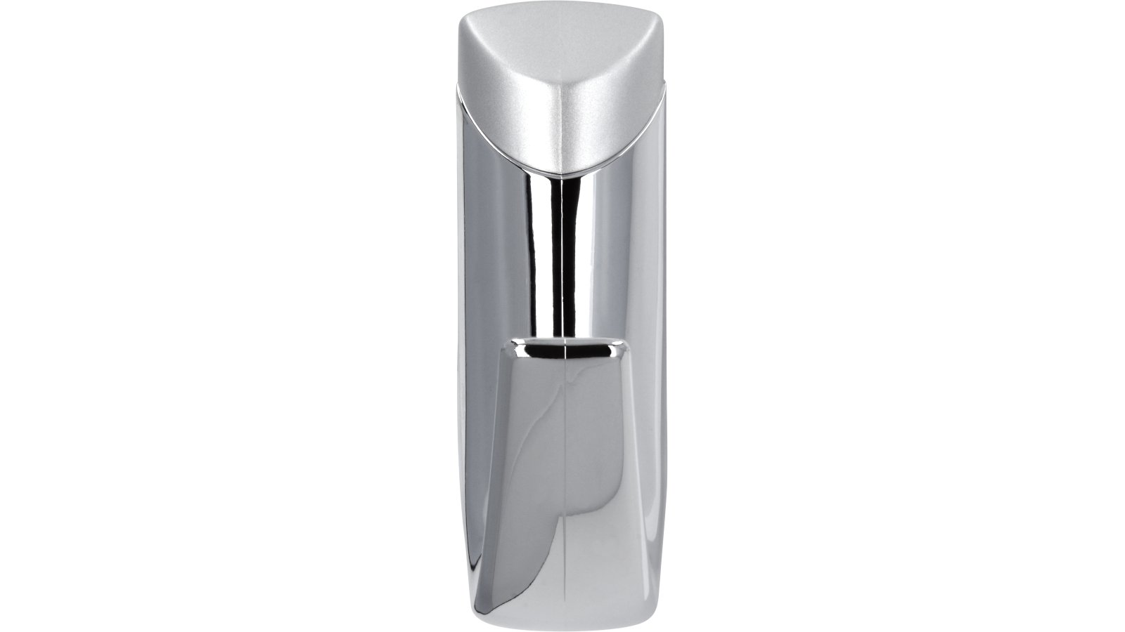 Haken Schwäbisch-Gmünd Kunststoff metallisiert weißaluminium metallisiert chrom glänzend - 106 mm lang  vor weißem Hintergrund