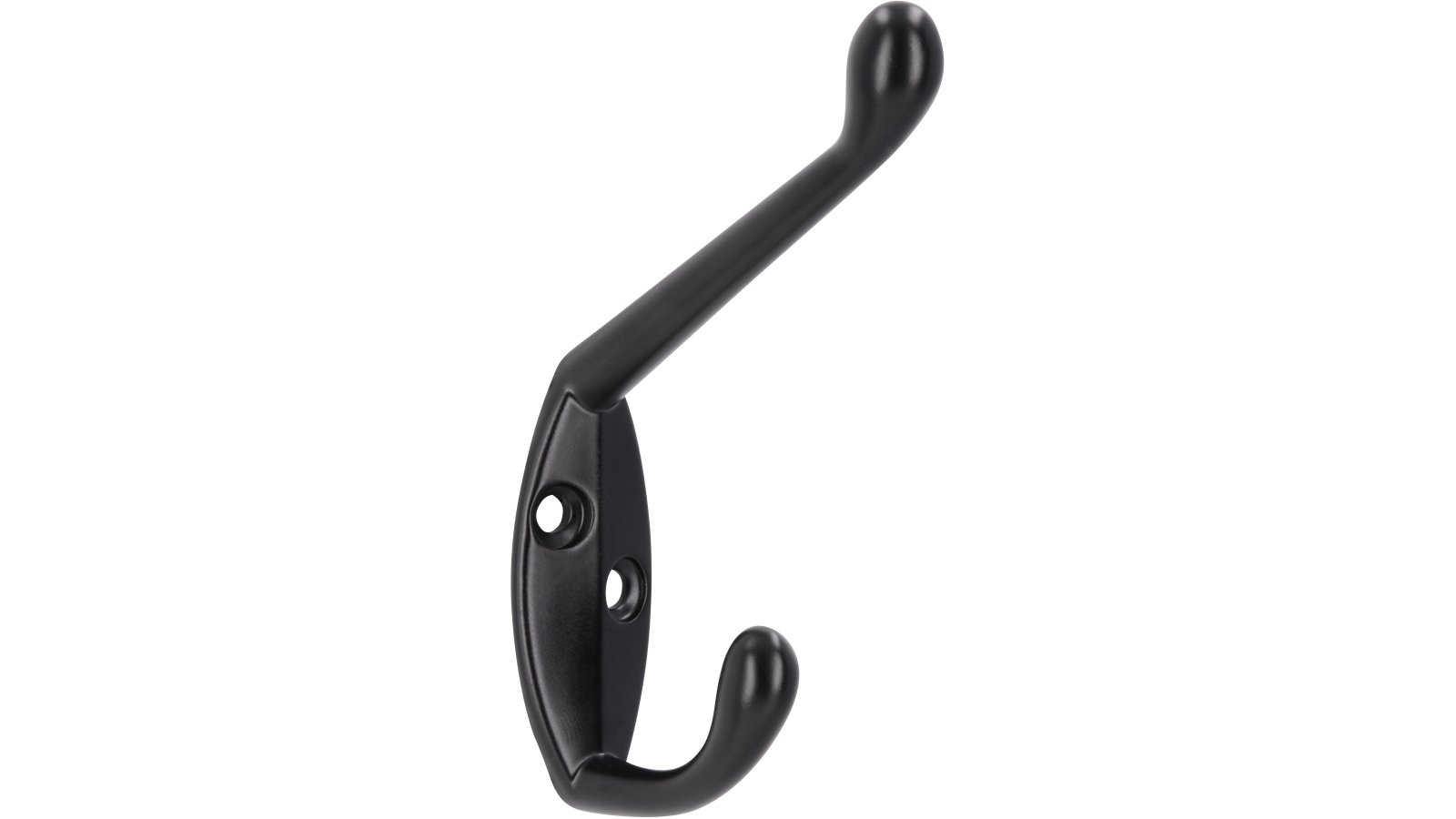 Haken Schwerte Druckguss schwarz matt pulverbeschichtet - 87 mm lang  vor weißem Hintergrund