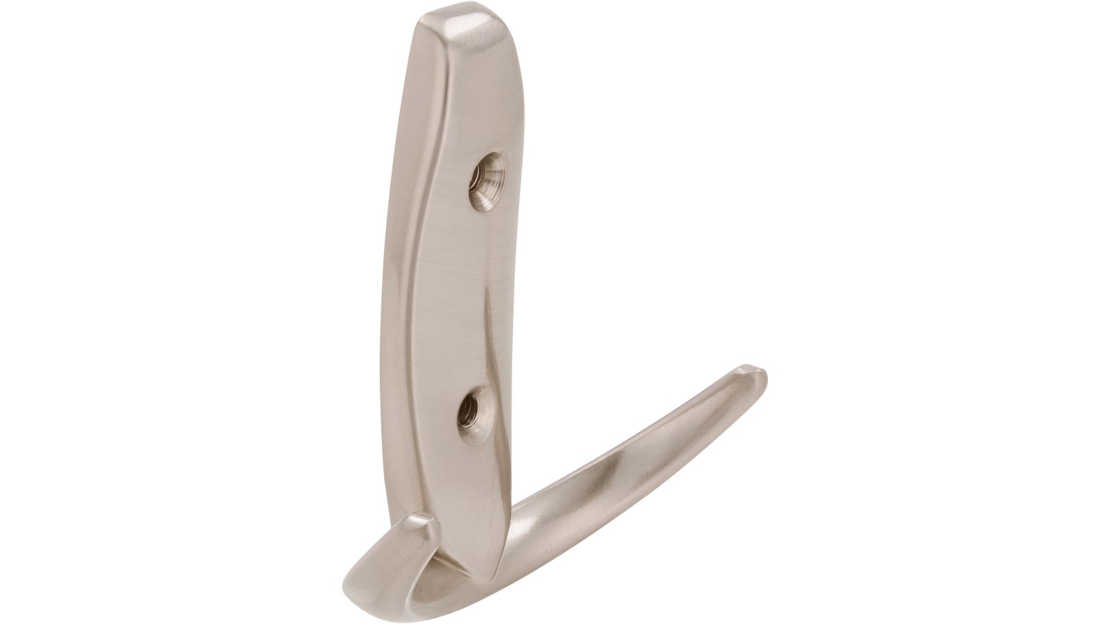 Haken Sprockhövel Druckguss vernickelt feingeschliffen - 80 mm lang  vor weißem Hintergrund