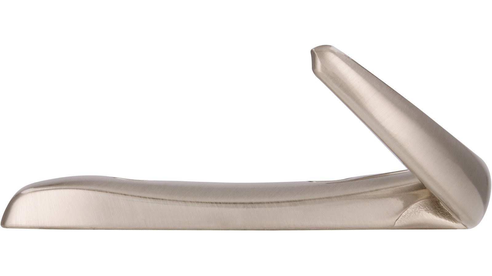 Haken Sprockhövel Druckguss vernickelt feingeschliffen - 80 mm lang  vor weißem Hintergrund