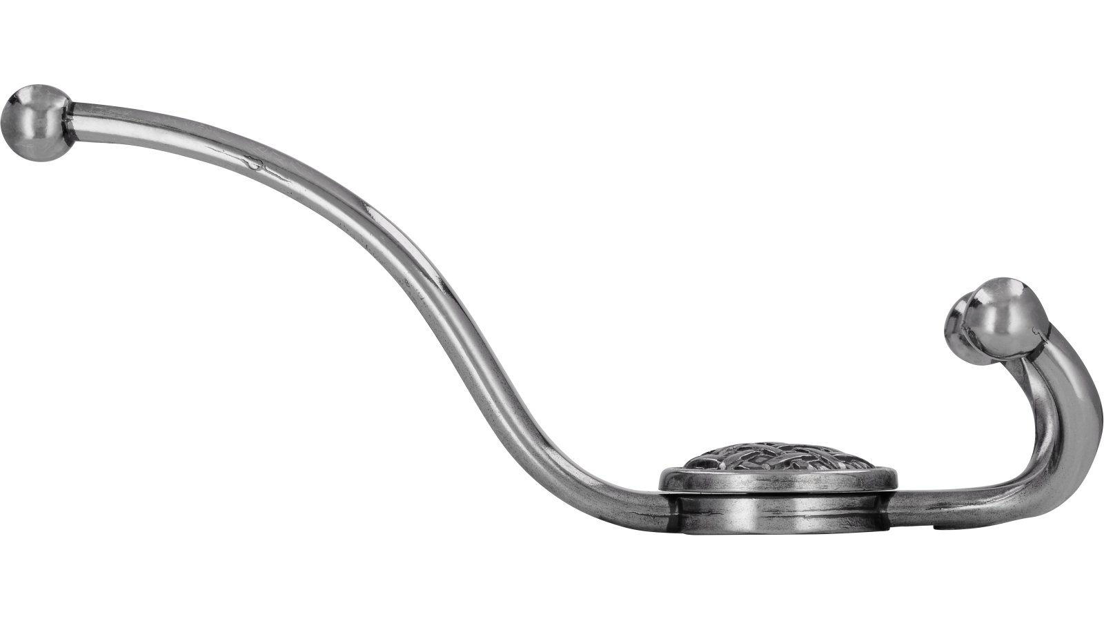 Haken St-Wendel Druckguss altsilberfarbig - 187 mm lang  vor weißem Hintergrund