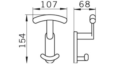 Haken Stade Messing verchromt feingeschliffen - 154 mm lang  vor weißem Hintergrund