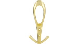 Haken Staßfurt Druckguss glänzend vermessingt - 161 mm lang  vor weißem Hintergrund