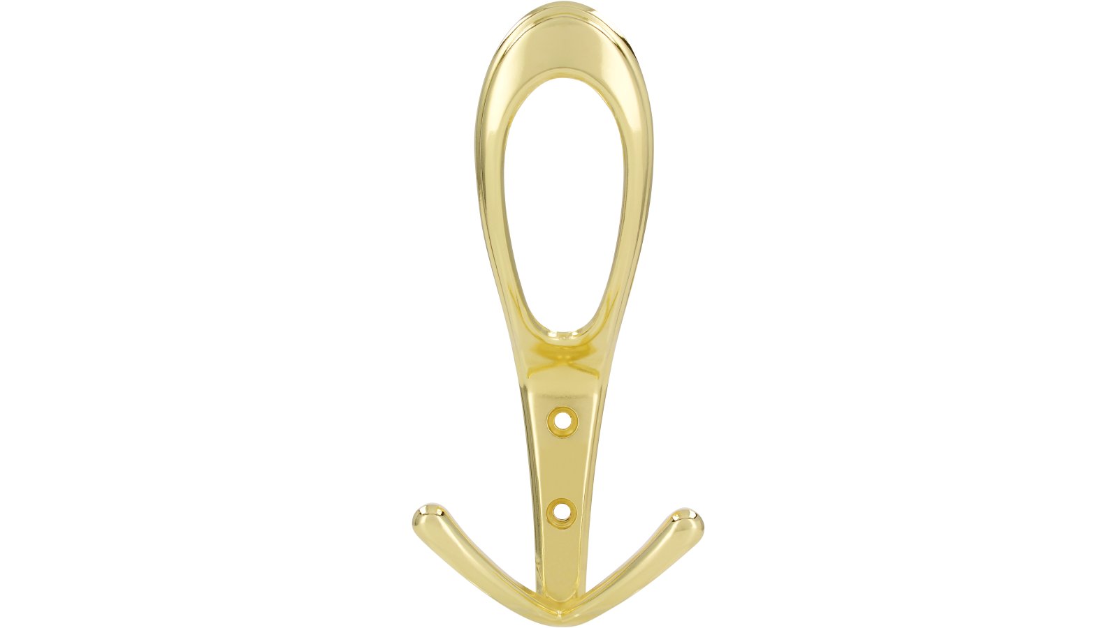 Haken Staßfurt Druckguss glänzend vermessingt - 161 mm lang  vor weißem Hintergrund