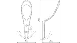 Haken Staßfurt Druckguss glänzend vermessingt - 161 mm lang  vor weißem Hintergrund