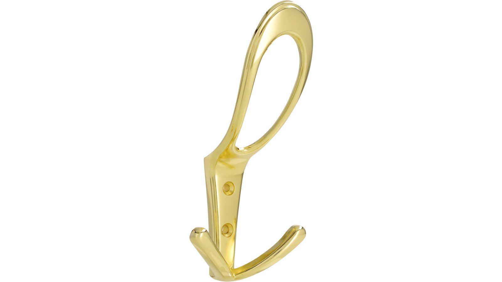 Haken Staßfurt Druckguss glänzend vermessingt - 161 mm lang  vor weißem Hintergrund