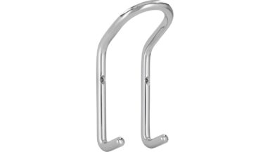 Haken Straubing Stahl chrom glänzend - 128 mm lang vor weißem Hintergrund