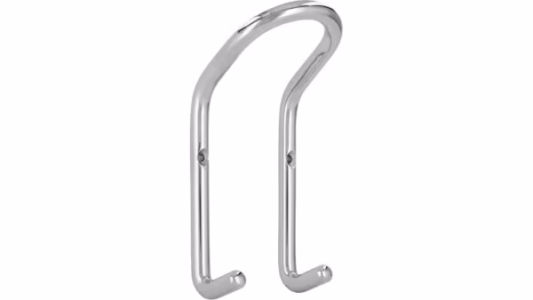 Haken Straubing Stahl chrom glänzend - 128 mm lang  vor weißem Hintergrund