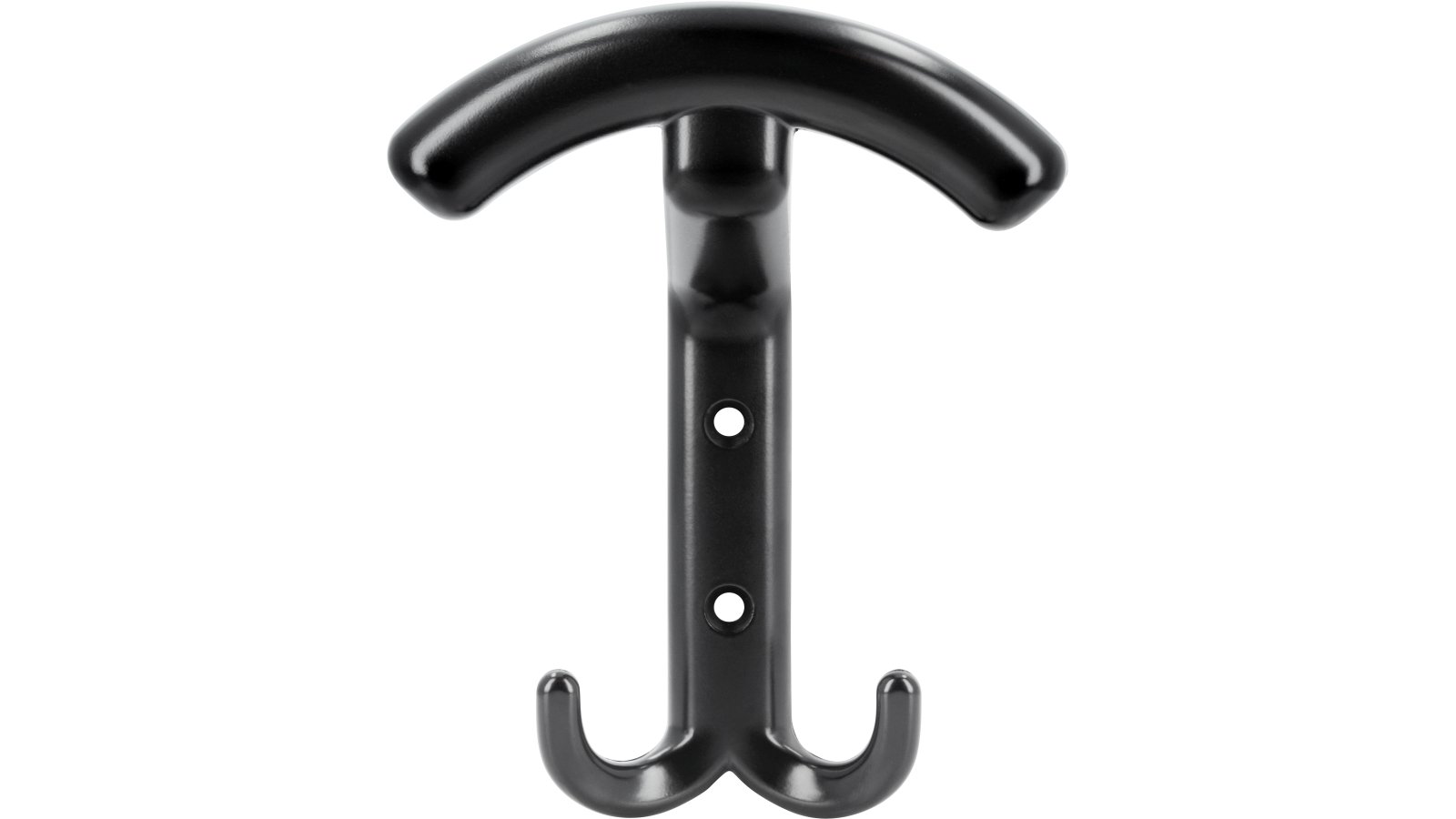 Haken Stuhr Druckguss schwarz matt pulverbeschichtet - 142 mm lang  vor weißem Hintergrund