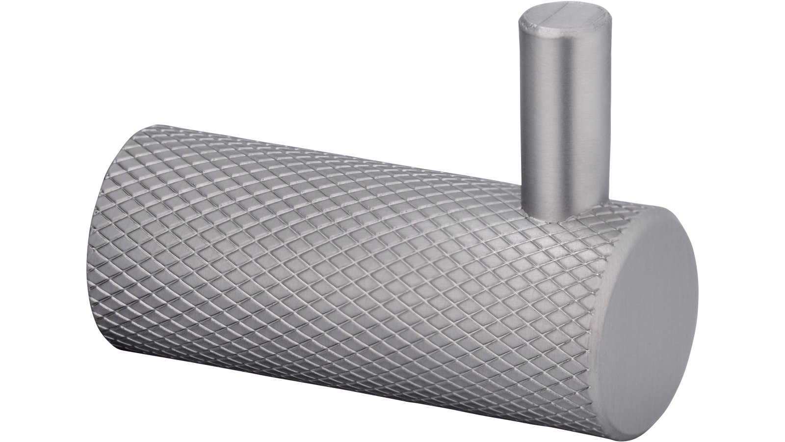 Haken Threesixty Aluminium edelstahleffekt - 30 mm lang  vor weißem Hintergrund