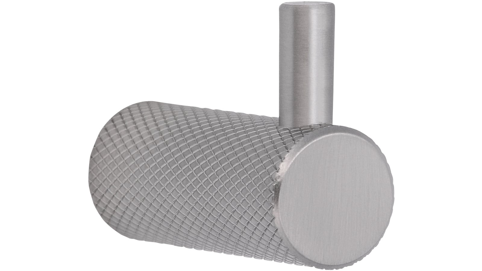 Haken Threesixty Aluminium edelstahleffekt - 30 mm lang  vor weißem Hintergrund