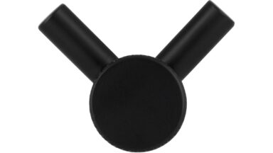 Haken Threesixty Aluminium schwarz matt pulverbeschichtet - 26 mm lang  vor weißem Hintergrund
