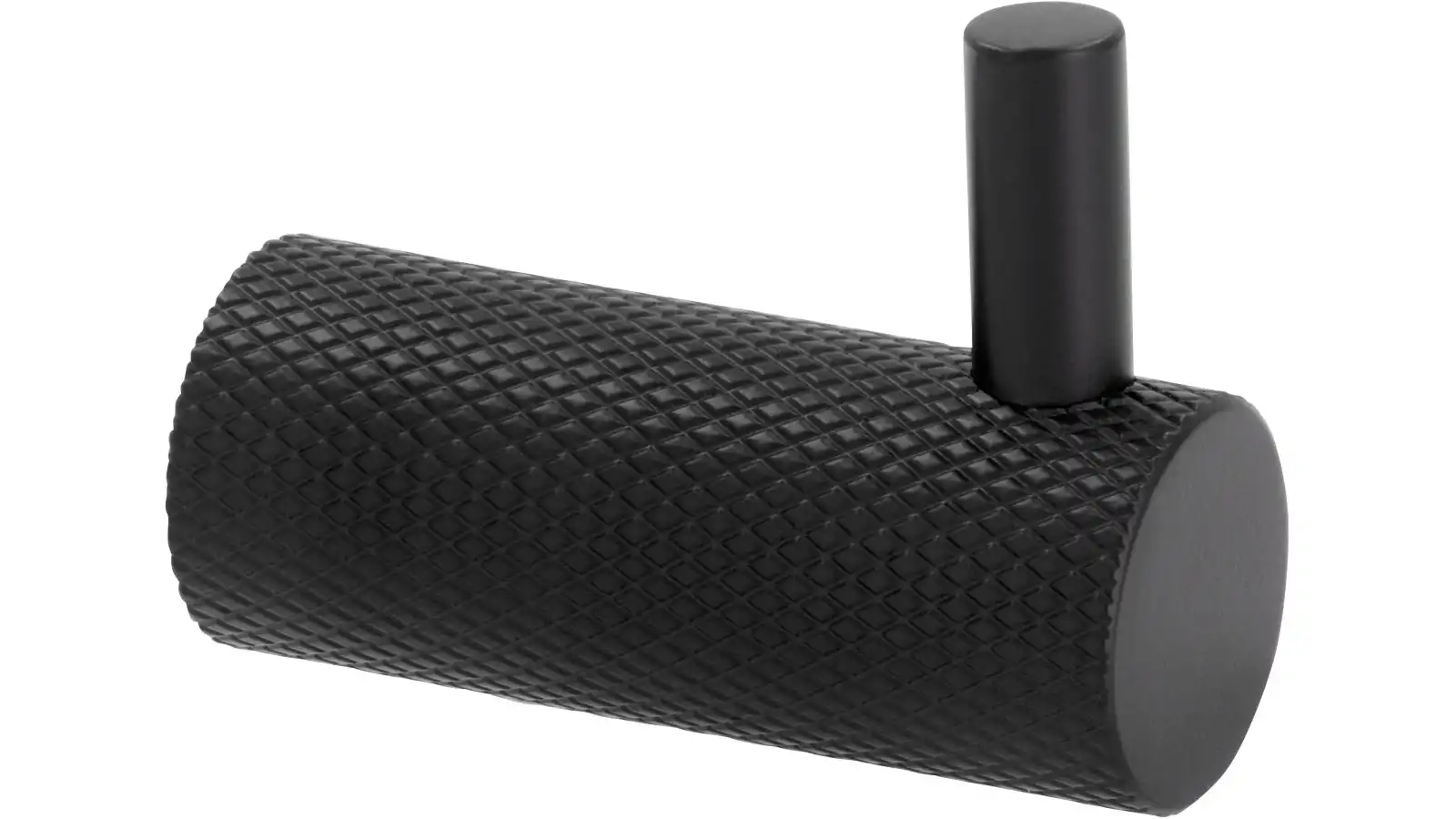 Haken Threesixty Aluminium schwarz matt pulverbeschichtet - 30 mm lang  vor weißem Hintergrund