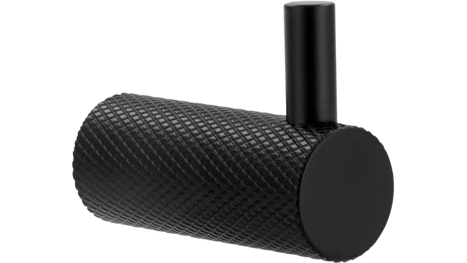 Haken Threesixty Aluminium schwarz matt pulverbeschichtet - 30 mm lang  vor weißem Hintergrund