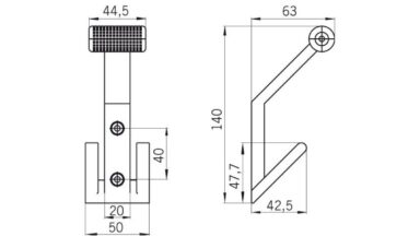 Haken Uetersen Druckguss alufarbig pulverbeschichtet - 138 mm lang  vor weißem Hintergrund