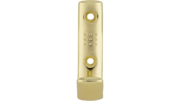 Haken Uetze Druckguss glänzend vermessingt - 70 mm lang  vor weißem Hintergrund