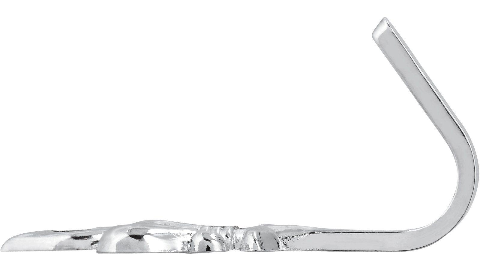 Haken Unna Druckguss chrom glänzend - 36 mm lang  vor weißem Hintergrund