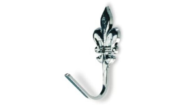 Haken Unna Druckguss chrom glänzend - 55 mm lang  vor weißem Hintergrund
