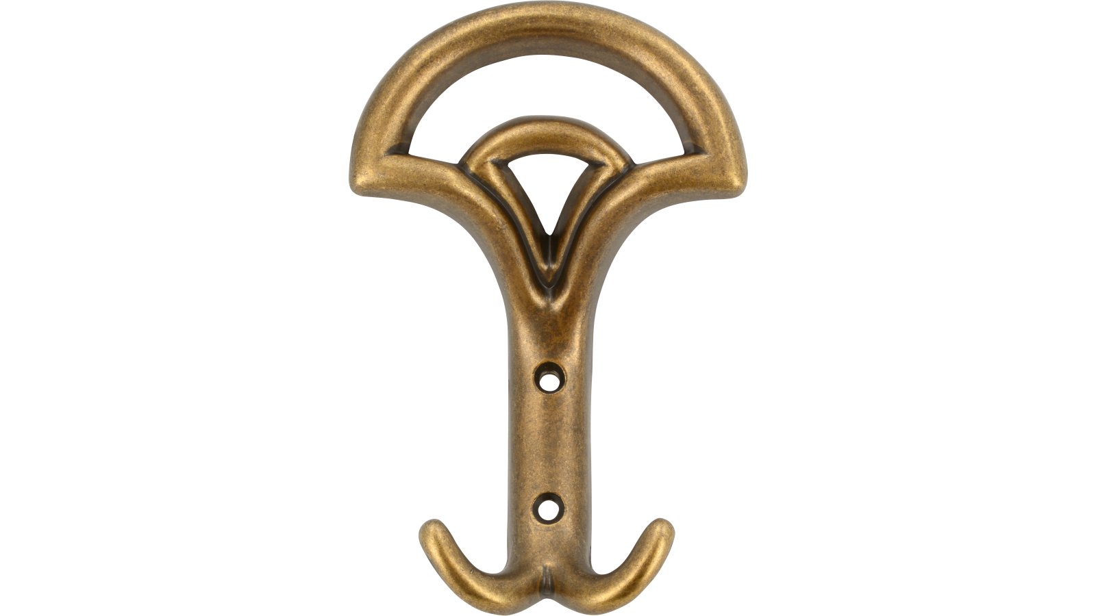 Haken Verden Druckguss altmessingfarbig brüniert getrommelt - 145 mm lang  vor weißem Hintergrund