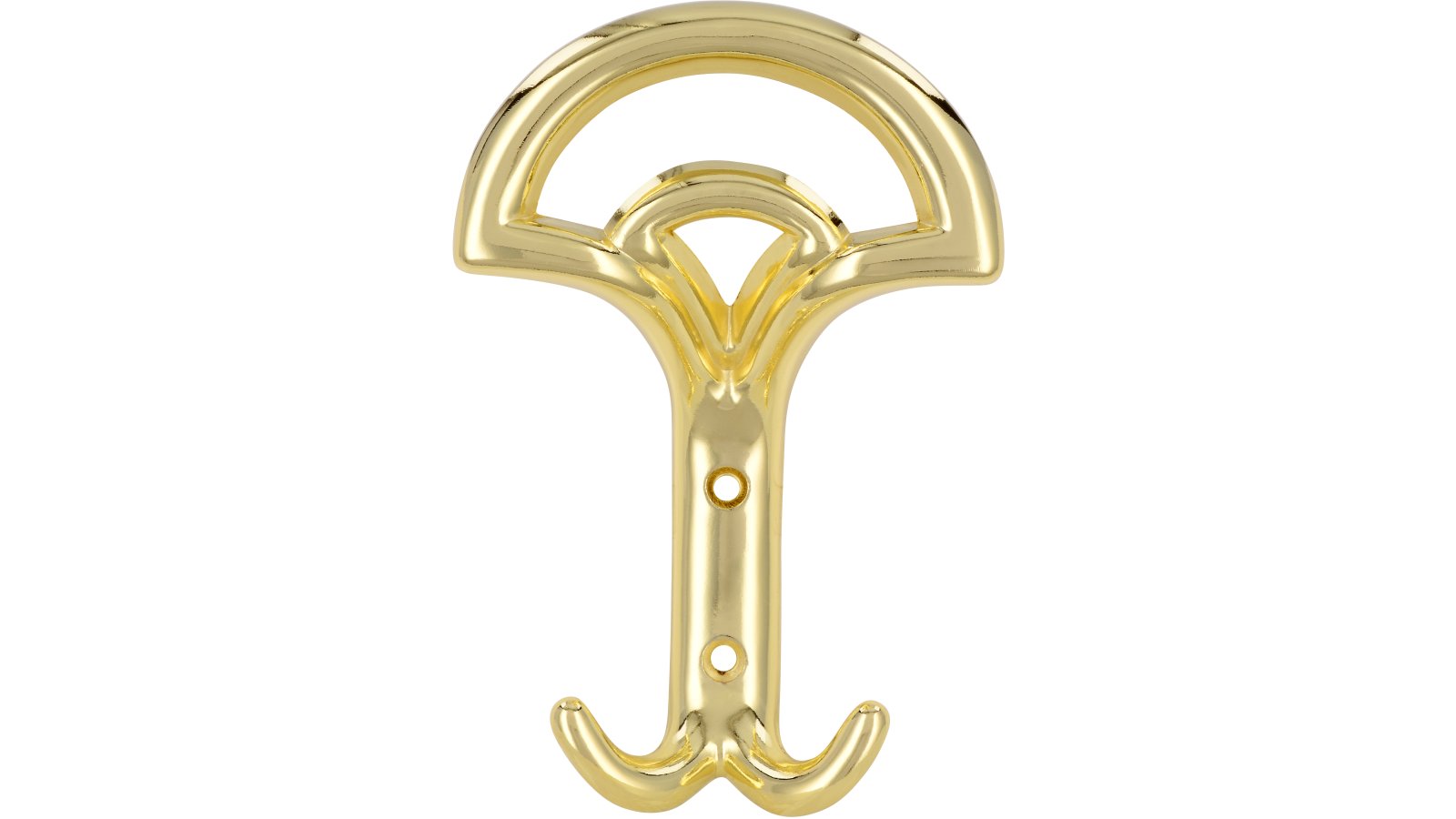 Kleiderhaken-Verden-messing-Messing-Zinkdruckguss-laenge-145-559472-front Haken Verden Druckguss glänzend vermessingt - 145 mm lang vor weißem Hintergrund