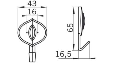 Haken Werne Druckguss altsilberfarbig - 65 mm lang  vor weißem Hintergrund