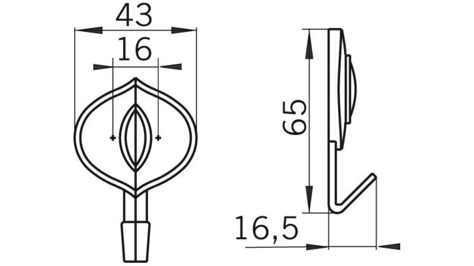 Haken Werne Druckguss altsilberfarbig - 65 mm lang  vor weißem Hintergrund