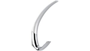 Haken Wesel Kunststoff metallisiert weißaluminium metallisiert chrom glänzend - 191 mm lang  vor weißem Hintergrund