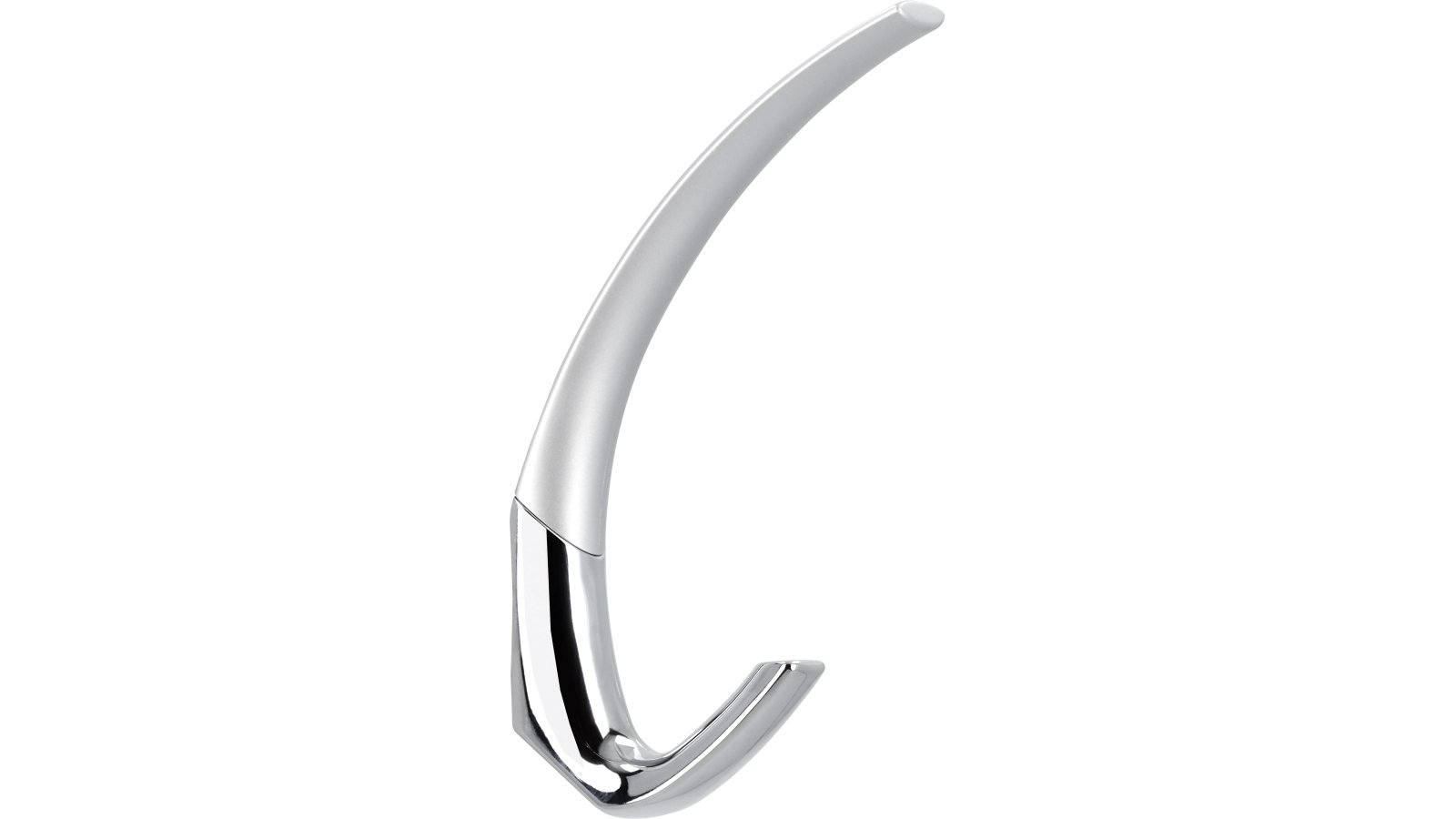 Haken Wesel Kunststoff metallisiert weißaluminium metallisiert chrom glänzend - 191 mm lang  vor weißem Hintergrund