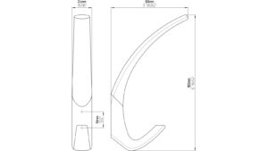 Haken Wesel Kunststoff metallisiert weißaluminium metallisiert chrom glänzend - 191 mm lang  vor weißem Hintergrund