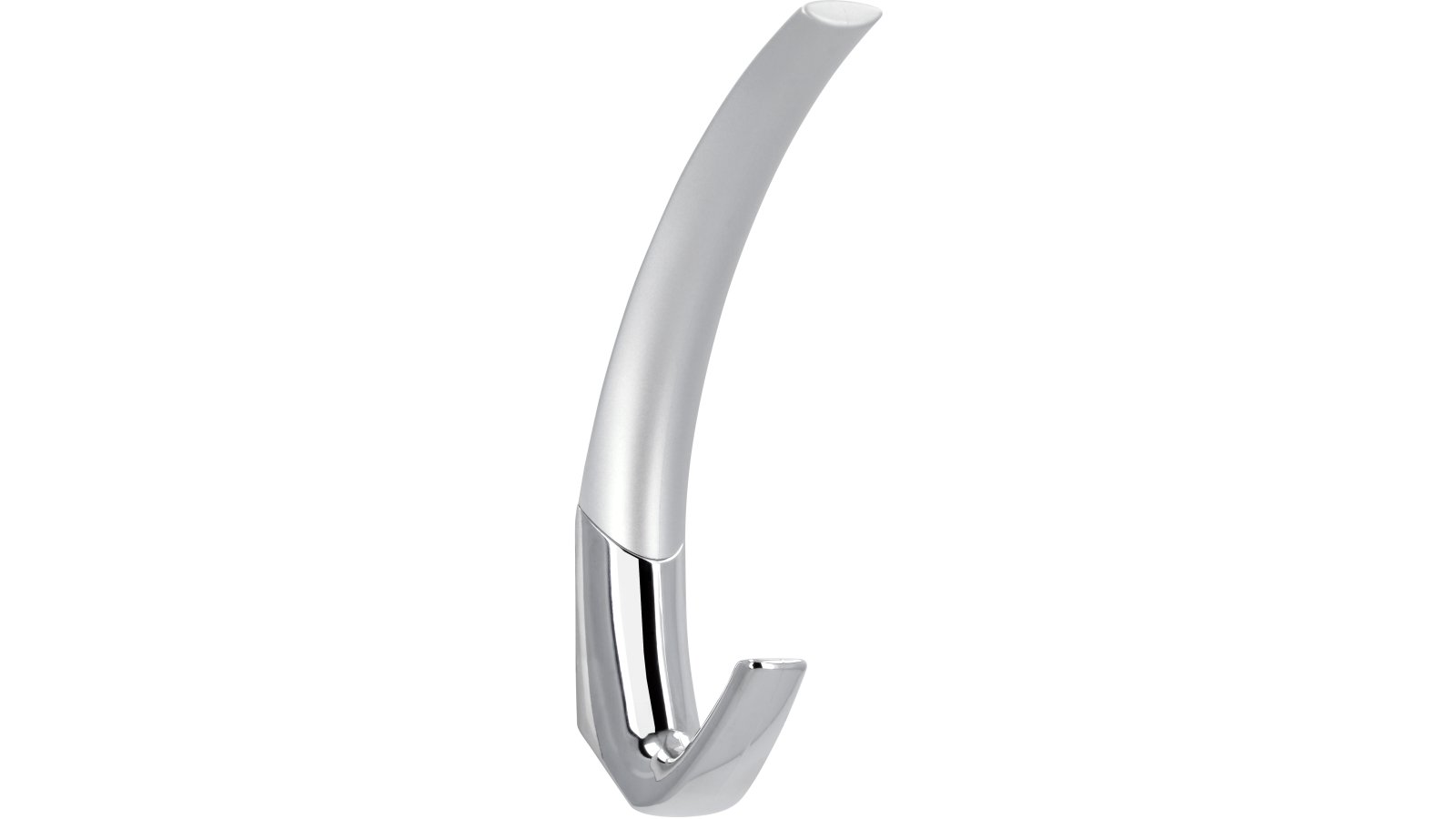 Haken Wesel Kunststoff metallisiert weißaluminium metallisiert chrom glänzend - 191 mm lang  vor weißem Hintergrund