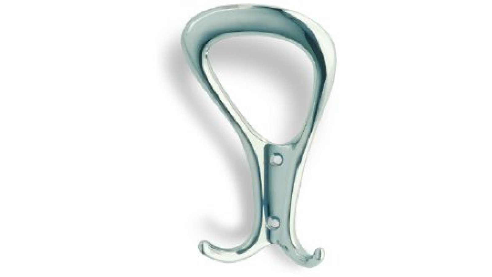 Haken Wesseling Messing massiv - messing poliert verchromt - 126 mm lang  vor weißem Hintergrund