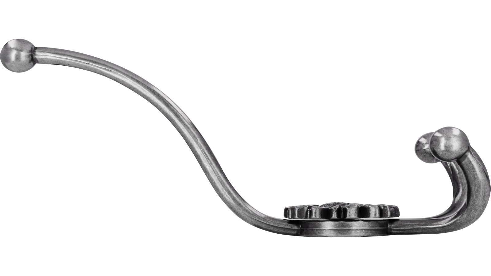 Haken Wiehl Druckguss altsilberfarbig - 187 mm lang  vor weißem Hintergrund