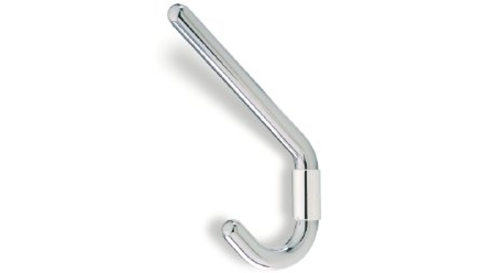 Haken Wolfsburg Kunststoff galvanisiert chrom glänzend - 160 mm lang  vor weißem Hintergrund