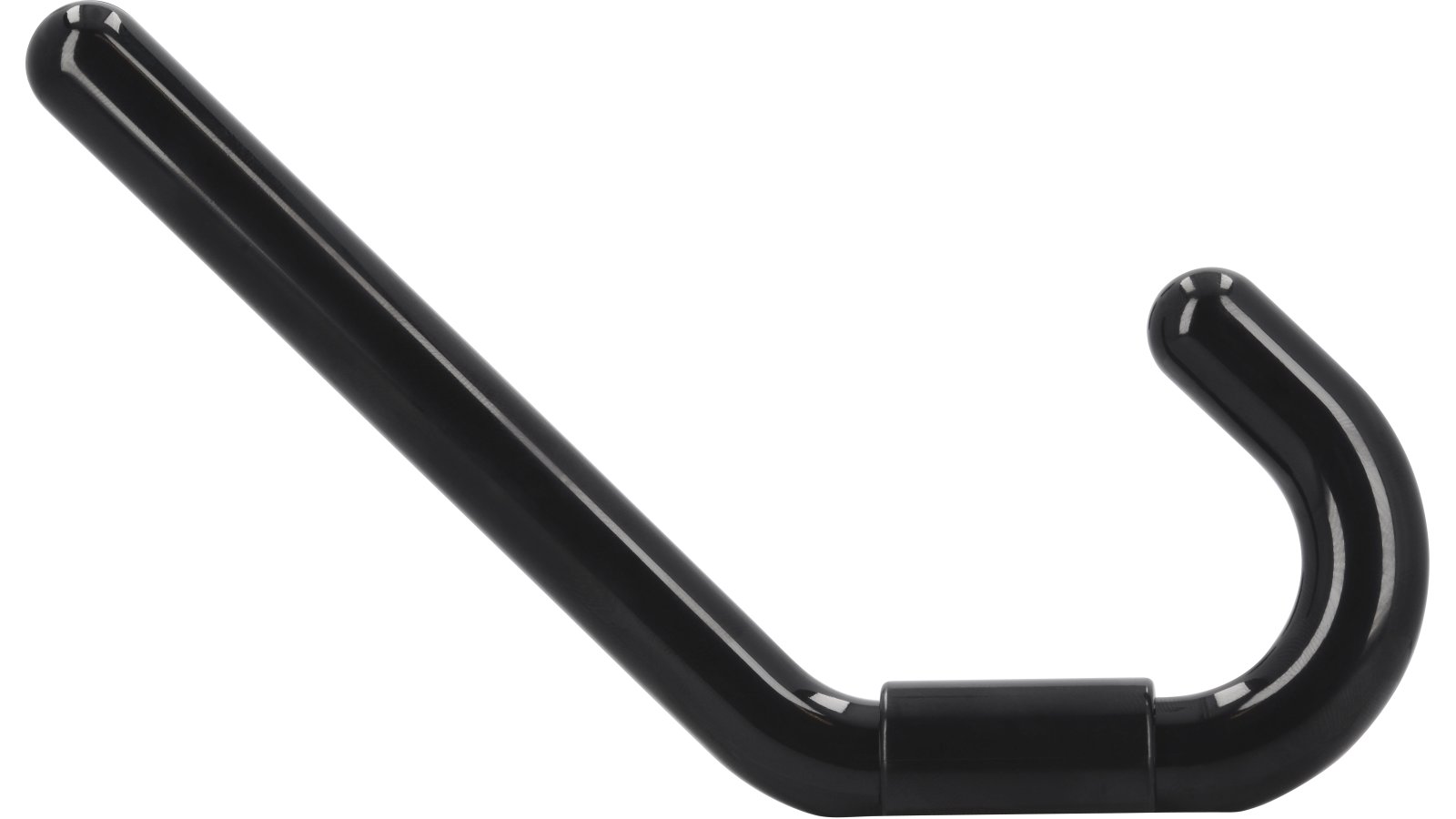 Kleiderhaken-Wolfsburg-schwarz-Kunststoff-laenge-160-69326-stehend Haken Wolfsburg Kunststoff schwarz - 160 mm lang vor weißem Hintergrund