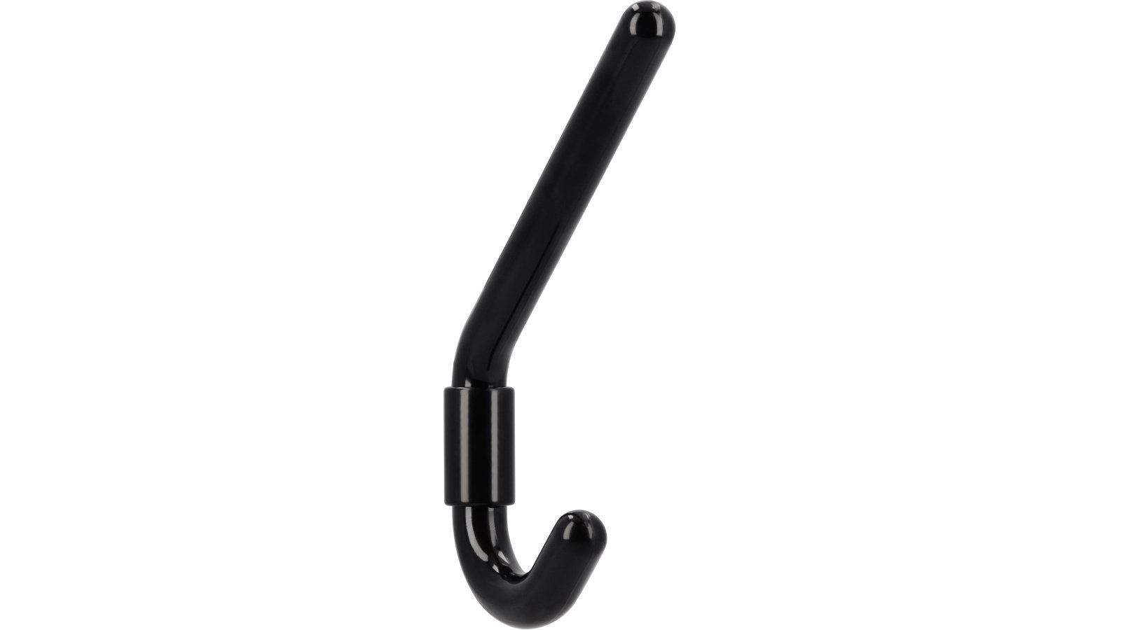 Kleiderhaken-Wolfsburg-schwarz-Kunststoff-laenge-160-69326 Haken Wolfsburg Kunststoff schwarz - 160 mm lang vor weißem Hintergrund