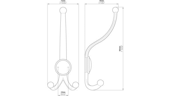 Haken Zirndorf Druckguss chrom glänzend - 189 mm lang  vor weißem Hintergrund