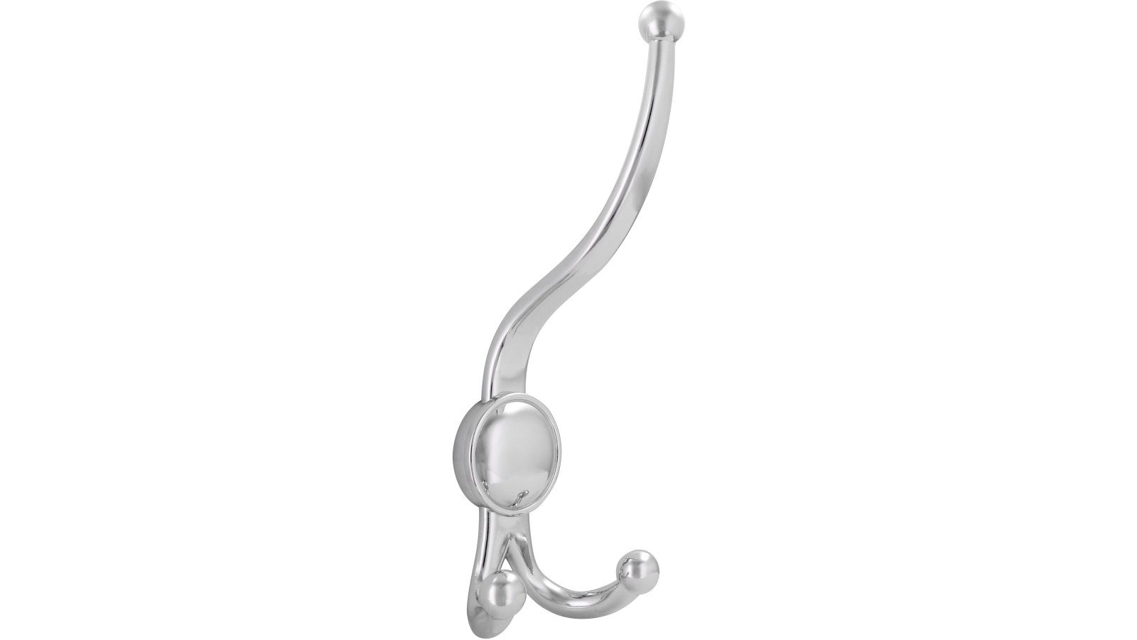 Haken Zirndorf Druckguss chrom glänzend - 189 mm lang  vor weißem Hintergrund