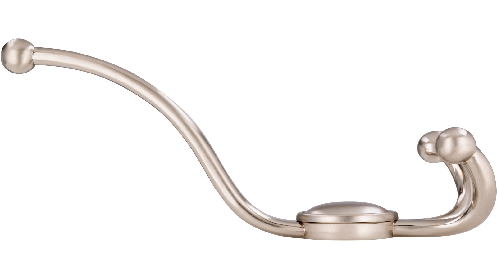 Haken Zirndorf Druckguss vernickelt feingeschliffen - 189 mm lang  vor weißem Hintergrund