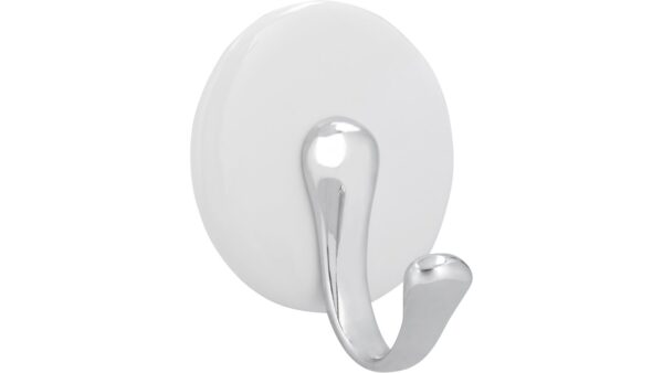 Haken sk Lauffen Keramik - Druckguss weiß chrom glänzend - 60 mm lang vor weißem Hintergrund