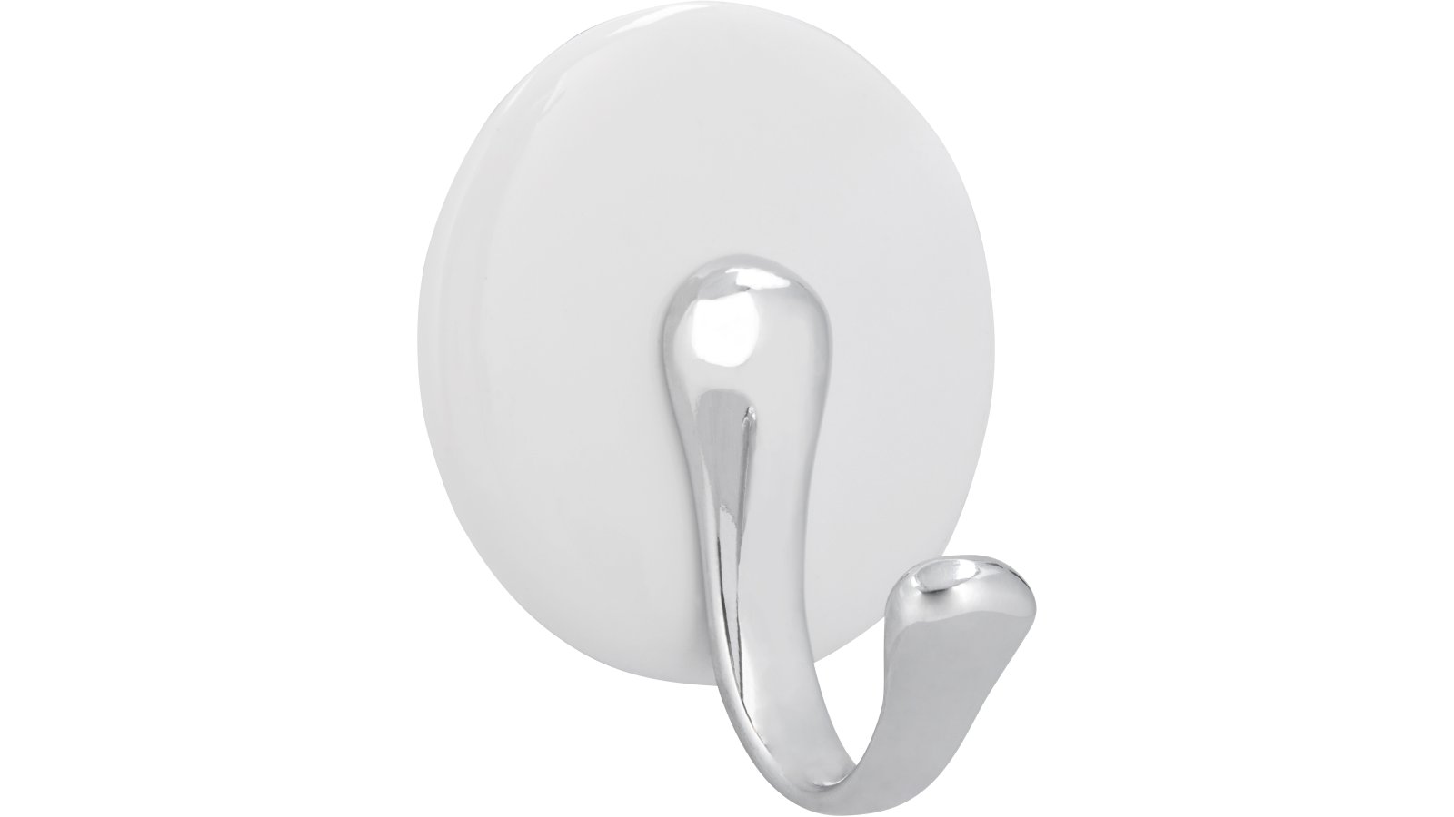 Haken sk Lauffen Keramik - Druckguss weiß chrom glänzend - 60 mm lang  vor weißem Hintergrund