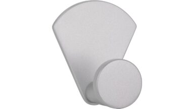 Haken sk Leutenbach Druckguss alufarbig pulverbeschichtet - 50 mm lang vor weißem Hintergrund