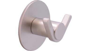 Haken sk Nideggen Druckguss matt vernickelt - 60 mm lang  vor weißem Hintergrund