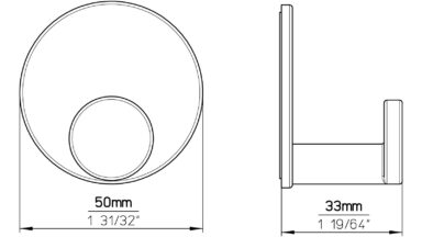 Haken sk Nohfelden Druckguss alufarbig pulverbeschichtet - 50 mm lang  vor weißem Hintergrund