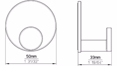 Haken sk Nohfelden Druckguss chrom glänzend - 50 mm lang  vor weißem Hintergrund