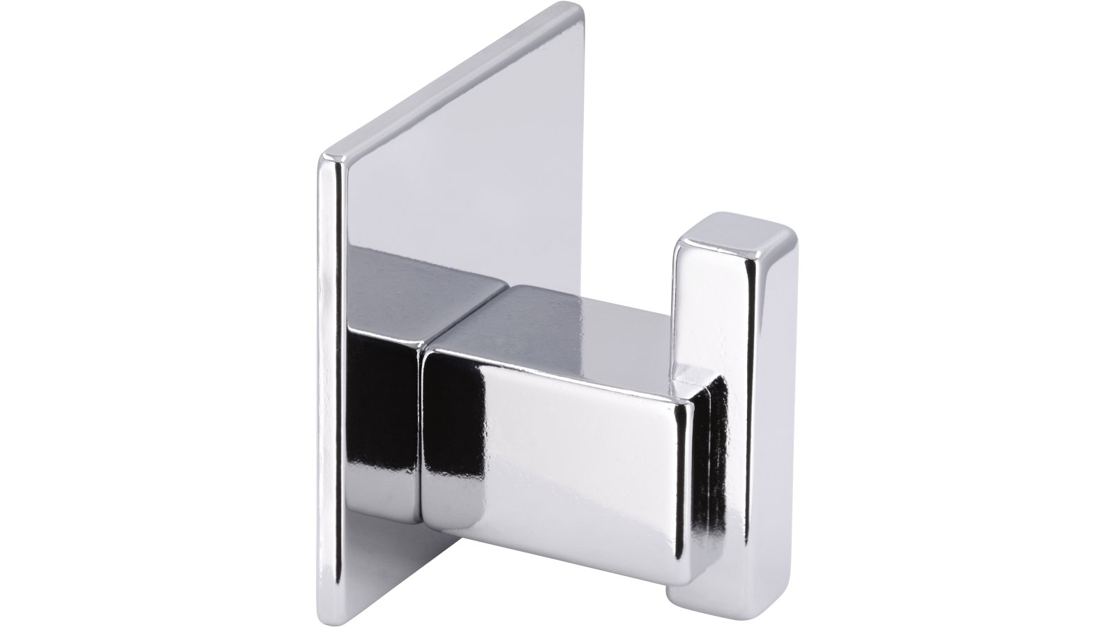 Haken sk Wolnzach Druckguss chrom glänzend - 50 mm lang  vor weißem Hintergrund